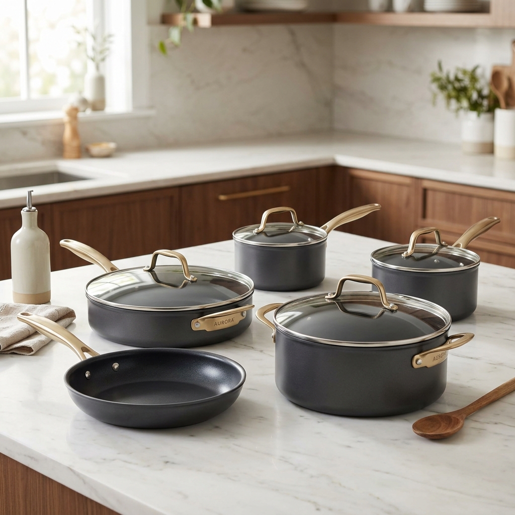 Royal Granite Nonstick Cookware Set (10 Pc) in Matte Black